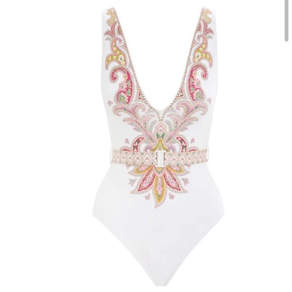 Zimmerman teddy belted plunge one piece bathing suit - size 1 - Picture 2 of 8